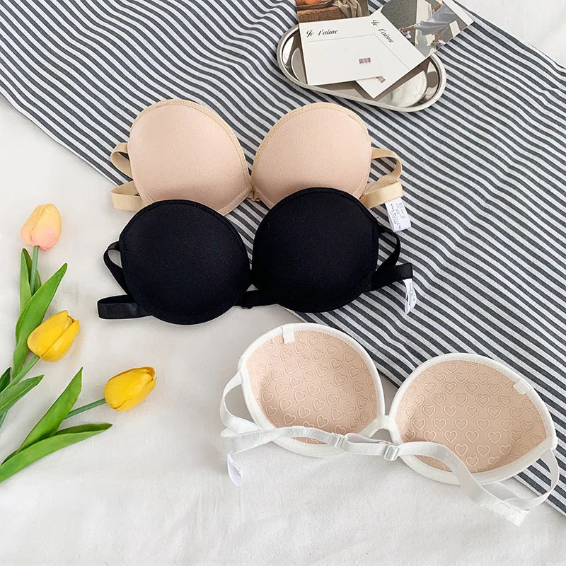 Strapless Lace Bras for Women Sexy Lingerie Backless Invisible Wireless Bralette 1/2 Cup Push Up Underwear Girls Backless Bras