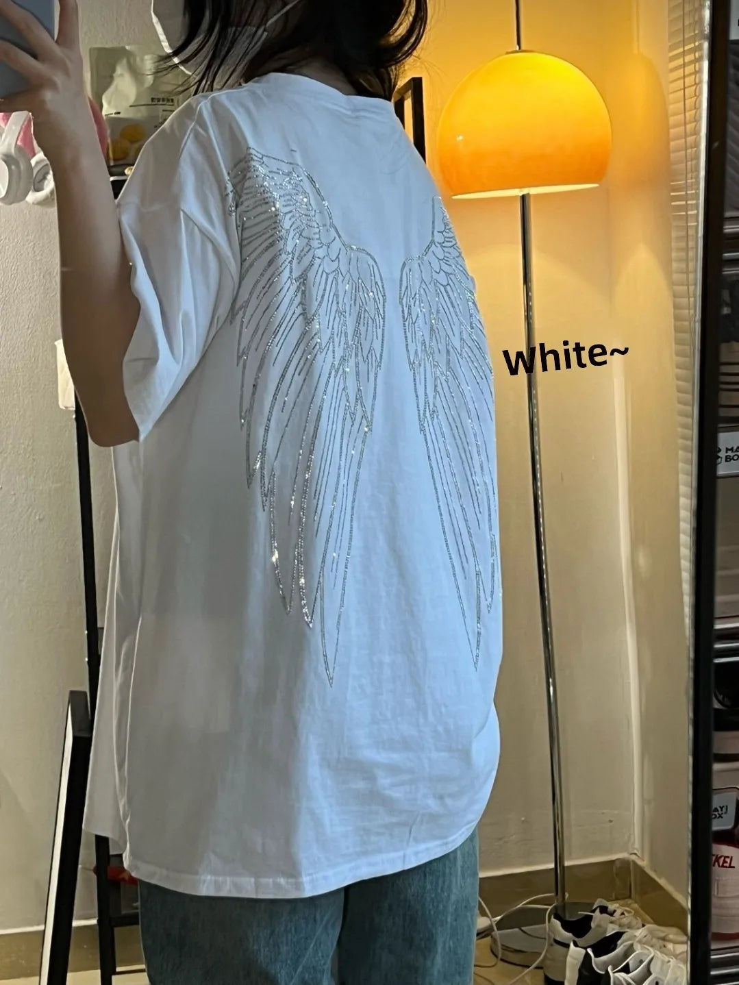 Heavyweight Cotton ort Sve T-irt with Wing Design for Couples Summer Street Sle Loose Fit Faionable And Trendy