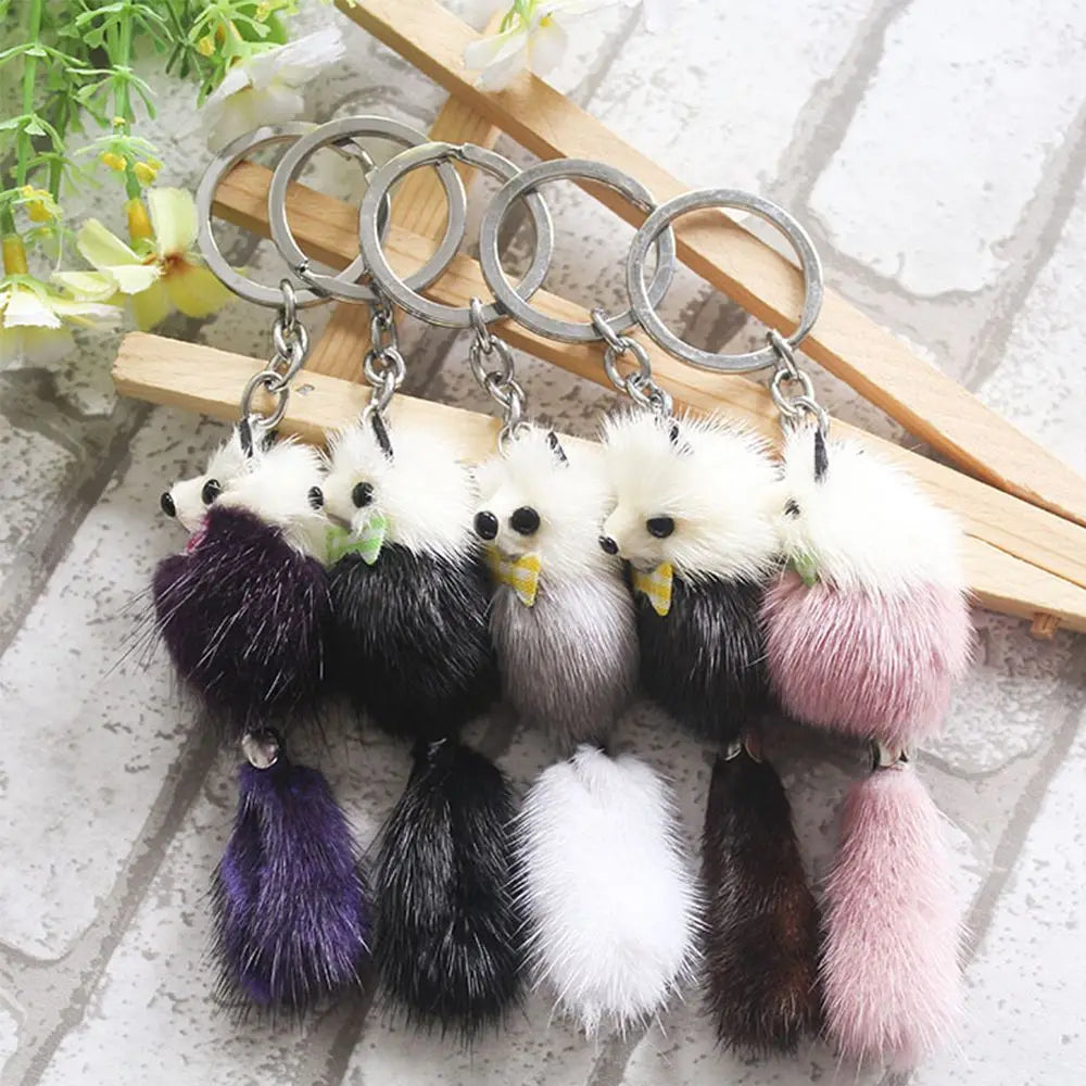 Women Charm Pendant Bags Fur Ball Pom Accessories Mink Fur Key Ring Keychain Key Chains