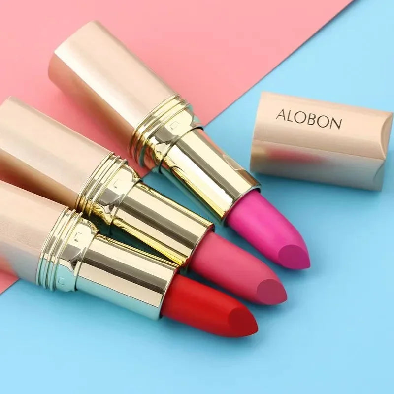 Pink Lipstick Waterproof Matte 24 Hours Long Lasting Non-Stick Cup Red Rose Lip Tint Velvet Cosmetic Women Make Up