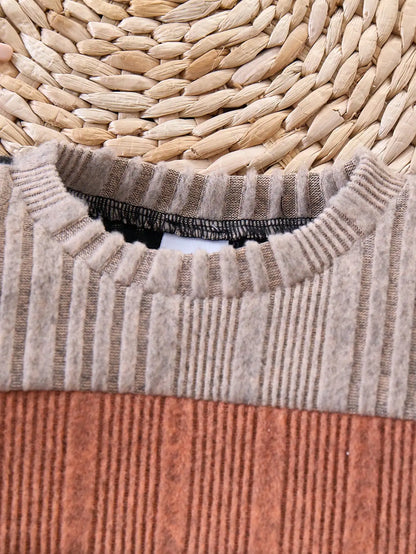 BOYS AND GIRLS FASHION TREND THREE COLOR LONG SLEEVED TOP ROUND NECK SWEATER PANTS 2-PIECE SET