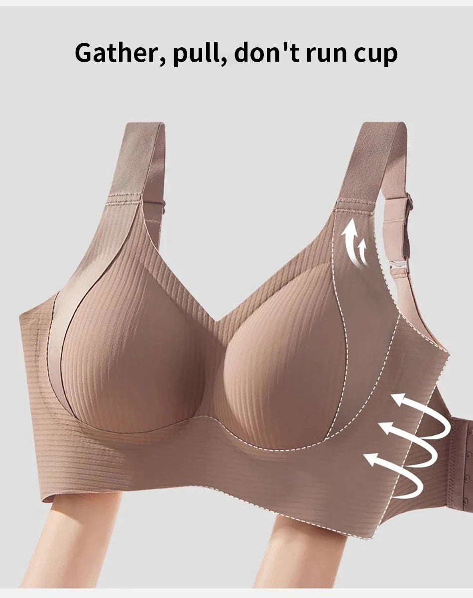 Women's Seamless Underwear Thin with Removable Pads Comfortable Wireless Adjustable Bra Tops Pull-up Anti-sagging Bra
