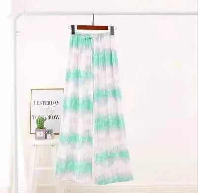 Thai Print Heart Wide Leg Pants Women Summer Thin Loose plus Size High Waist Slimming Long Trousers Casual Fashion plus Size