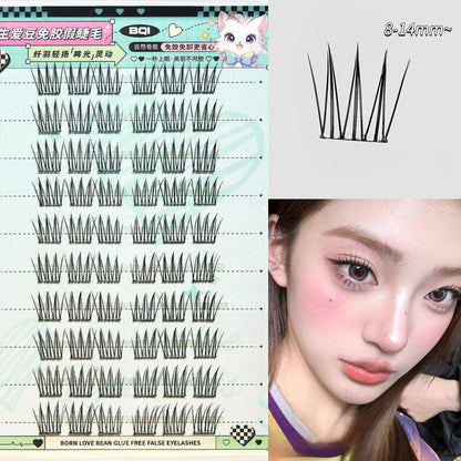 10 Rows of Large Capacity Glue-free False Eyelashes Single Cluster 10-12MM C-curled Natural Self-adhesive false Eyelashes