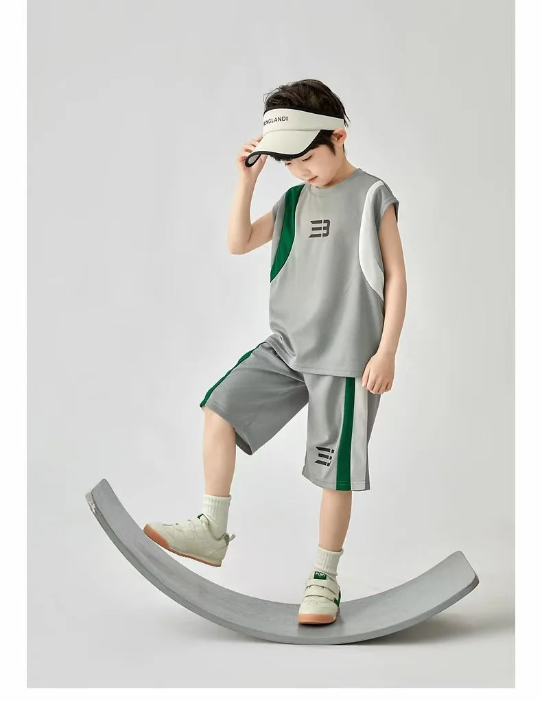 Boys Basketball Suit Summer Sportswear Comfortable Suit Vest Lightweight Shorts Children's Korean Version Handsome Two-piece Set