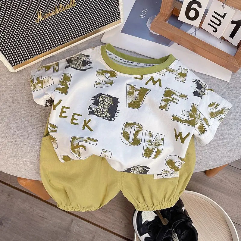 Summer Fashion Baby Boy Clothes Sets T-shirt  Toddler Casual Clothing Suits Children Kids Boys Outfits Suit