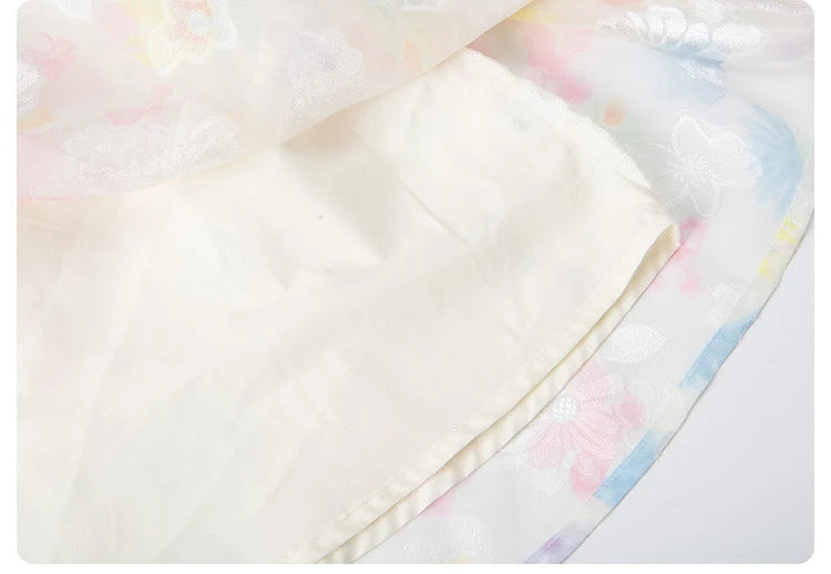Summer girl's dress new style children's Western style floral chiffon princess dress printed baby's park play skirt