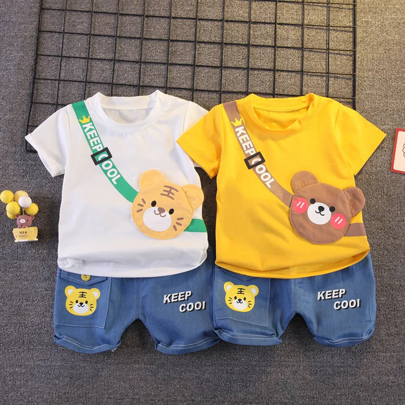 Summer Baby Boys Clothing Sets Cartoon Bear Cotton T-Shirt + Shorts  Suits for Baby Kids Tracksuits Infant Casual Outfits