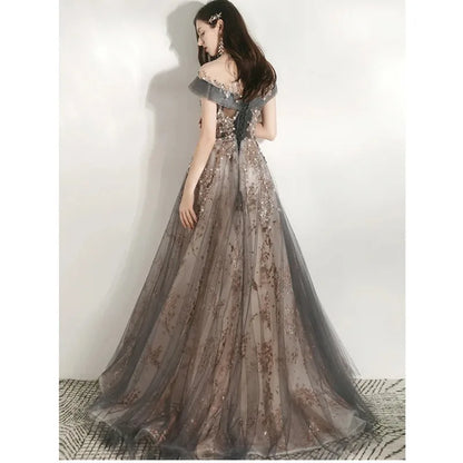 Banquet Evening Dress Dress Female 2025 New Style Temperament Company Annual Meeting Birthday Glitter Host Art Exam Tail Dress