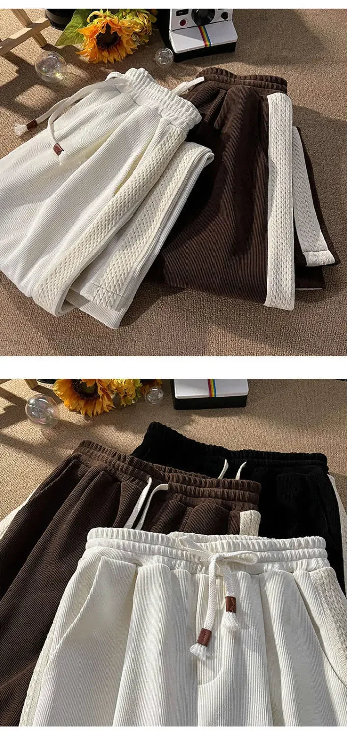 Plus Size Corduroy Pants Women's Casual Drapey Long Trousers Spring Autumn Winter High School Junior High Students Fashionable