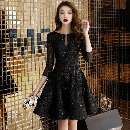 Evening Dress Women's 2024 New Black Dinner Party Cocktail Party Birthday Dresses Female Fashion Elegant Autumn Short Vestidos