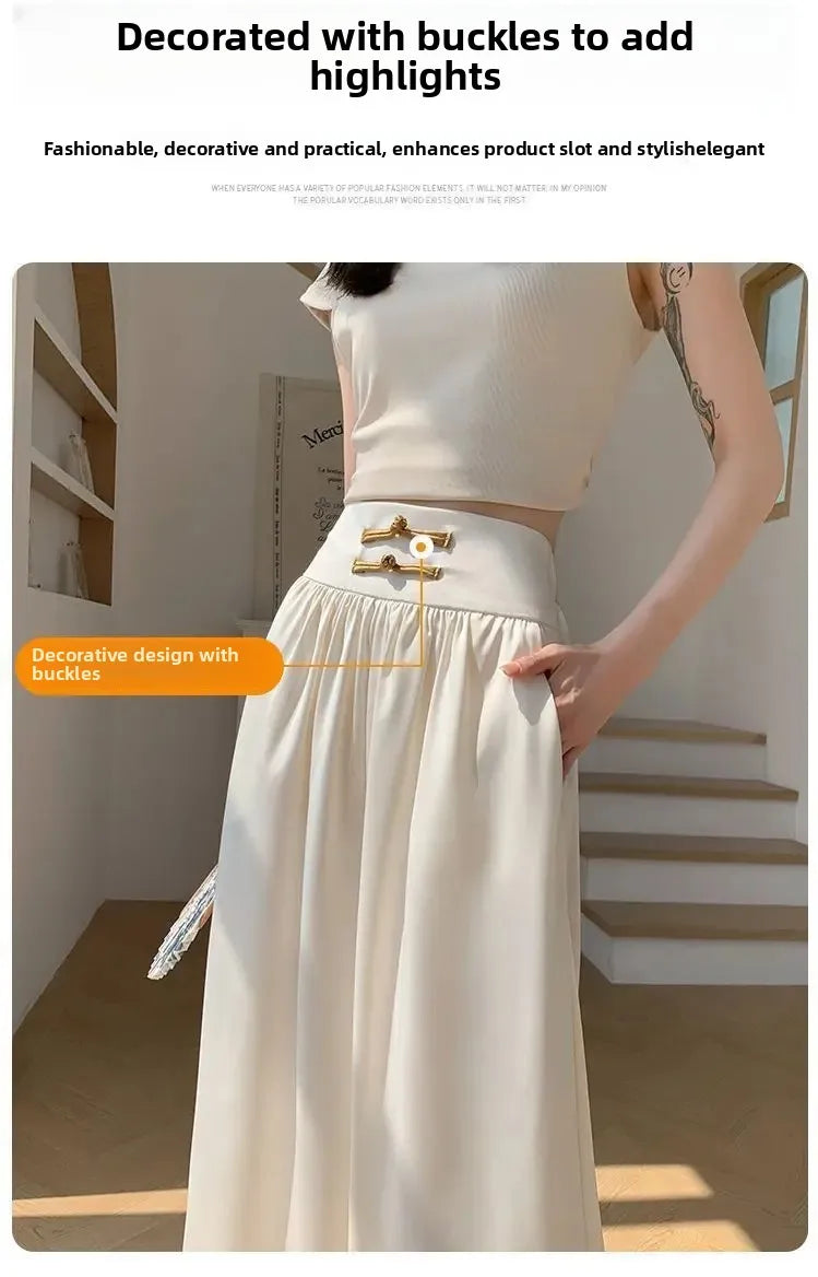 High Waist Drapey Wide Leg Casual Pants Women's Spring Summer New Chinese Design Long Trousers Southeast Asian National Style Bu