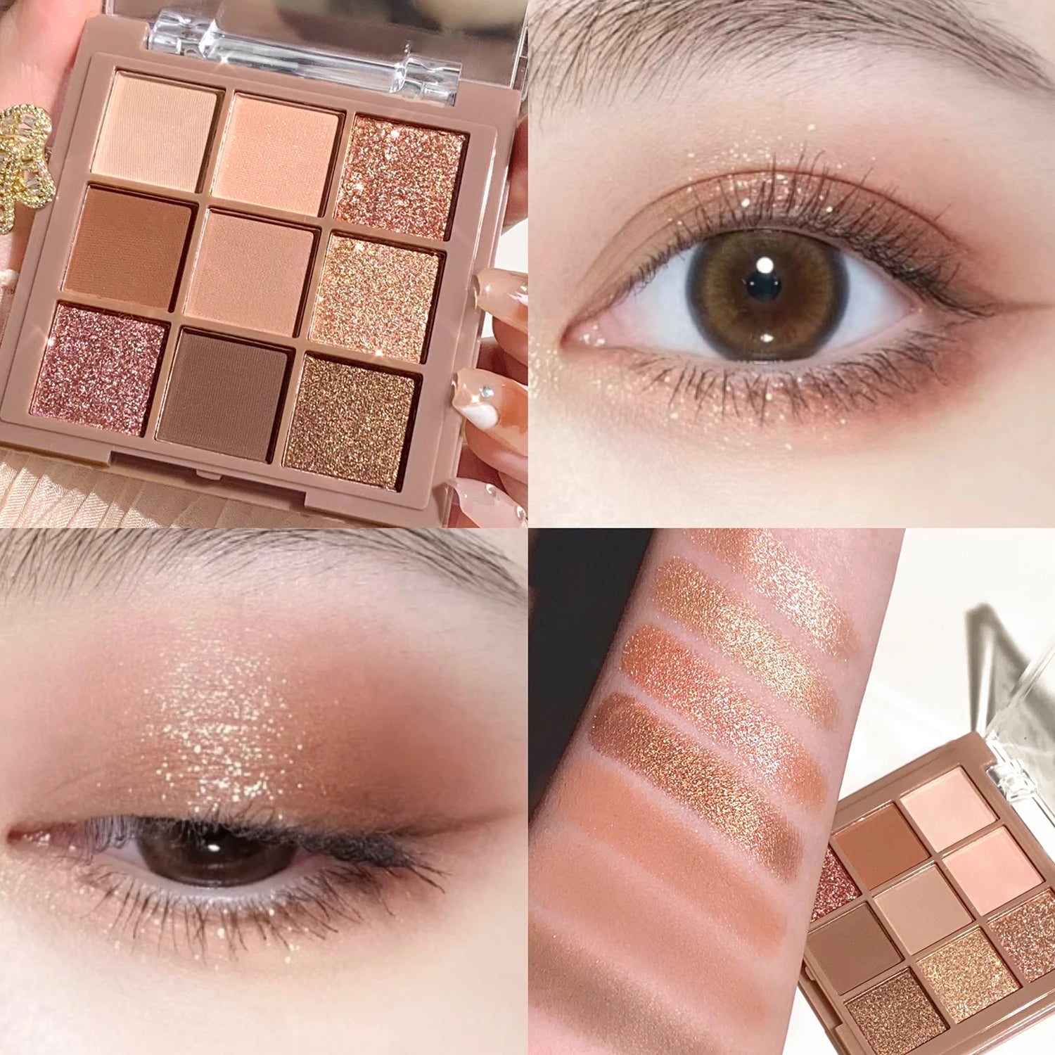 Luxurious  color eyeshadow palette - Velvet matte and shimmer effect, durable waterproof, berry, brown and nude tones