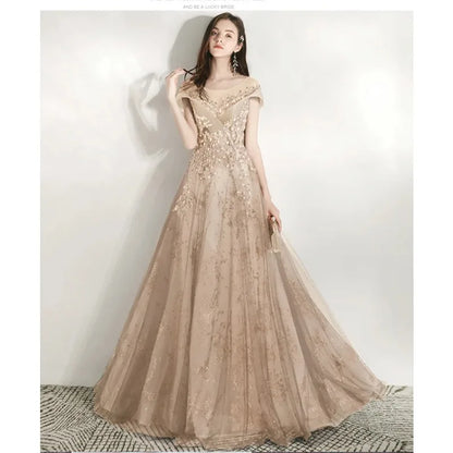 Banquet Evening Dress Dress Female 2025 New Style Temperament Company Annual Meeting Birthday Glitter Host Art Exam Tail Dress
