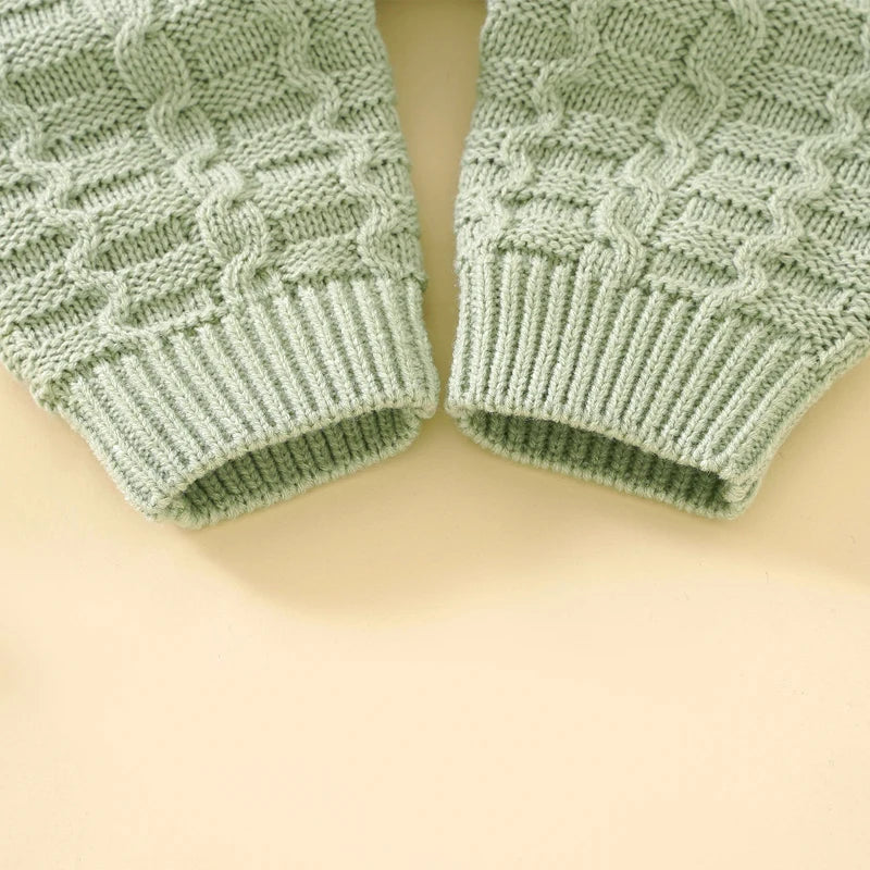 Winter Baby Rompers Clothes Solid Long Sleeve Knitted Newborn Boys Girls Jumpsuits Hats Outfits Sets 0-18m Autumn Infant Costume