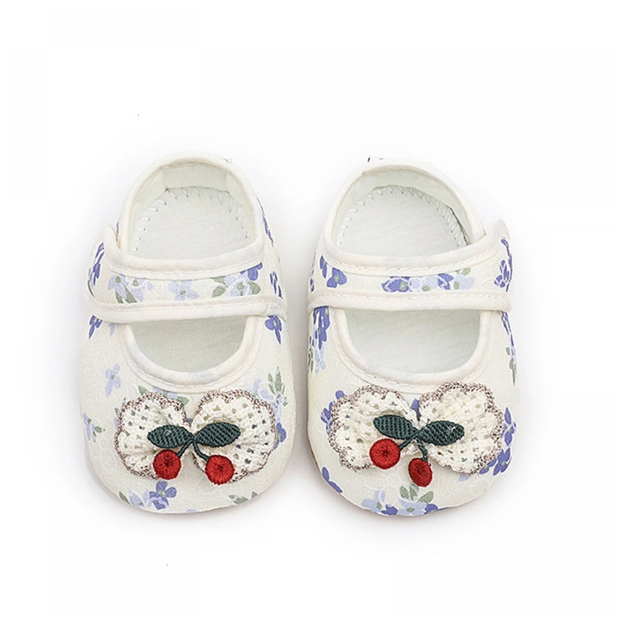 Baby Girls Moccasins Cute Cherry Decor Floral Print Soft Sole Flat Shoes Prewalker Anti-Slip First Walker Shoe