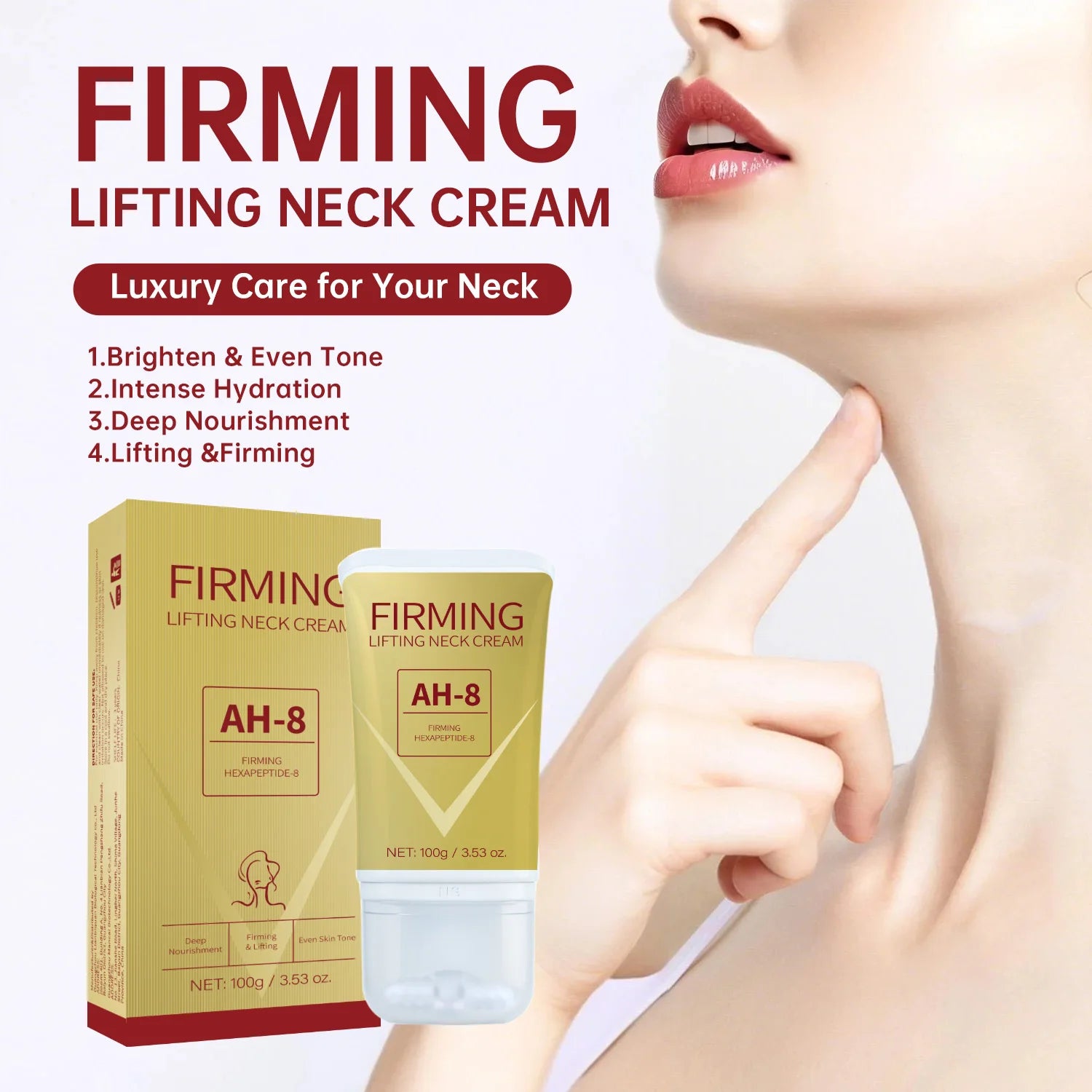 100g AH-8 Firming Lifting Neck Cream for Crepey Skin Comfort Roller Neck Cream Deeply Moisturizing Tightening Lotion Skin Care