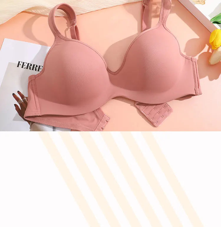 FINETOO Sexy Women Plus Size Underwire Full Coverage Unlined Seamless Bra Wide Straps Wireless Bras for Women Push Up Brassiere