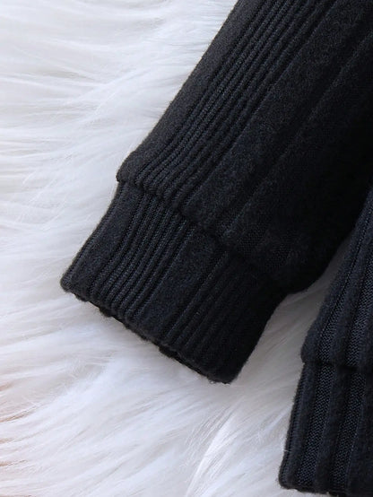 BOYS AND GIRLS FASHION TREND THREE COLOR LONG SLEEVED TOP ROUND NECK SWEATER PANTS 2-PIECE SET