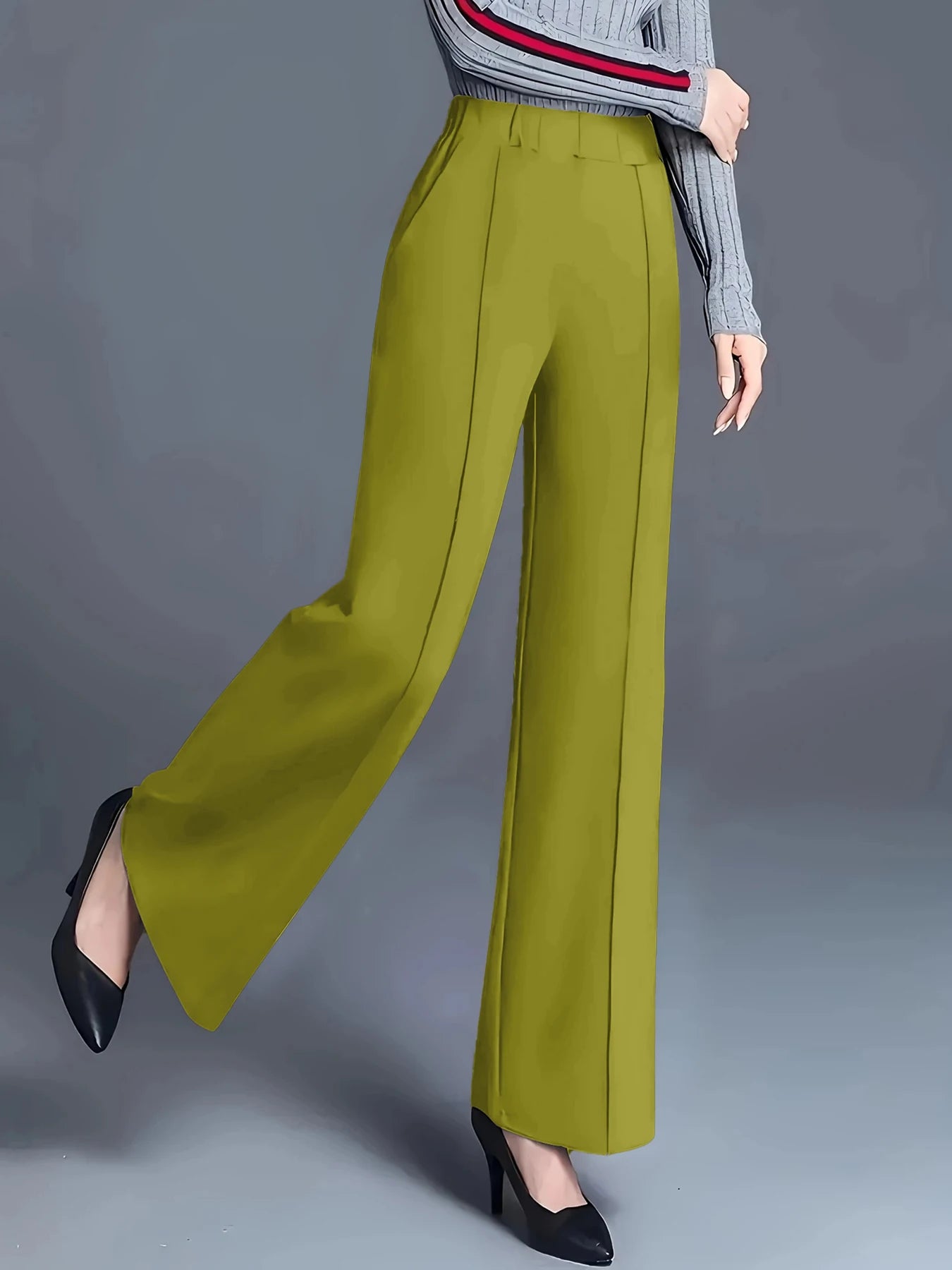 Autumn and Winter Straight-Leg Pants Women's Drapey Loose High Waist Casual Pants Western Style Mom Suit Pants