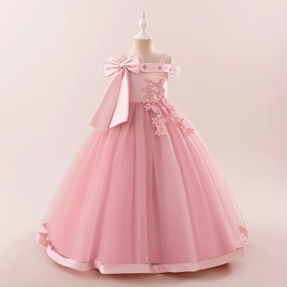 Fashion Bridesmaids Party Girls Dresses Elegant Flower Wedding Princess Dress for Girl Birthday Evening Prom Christmas Costumes