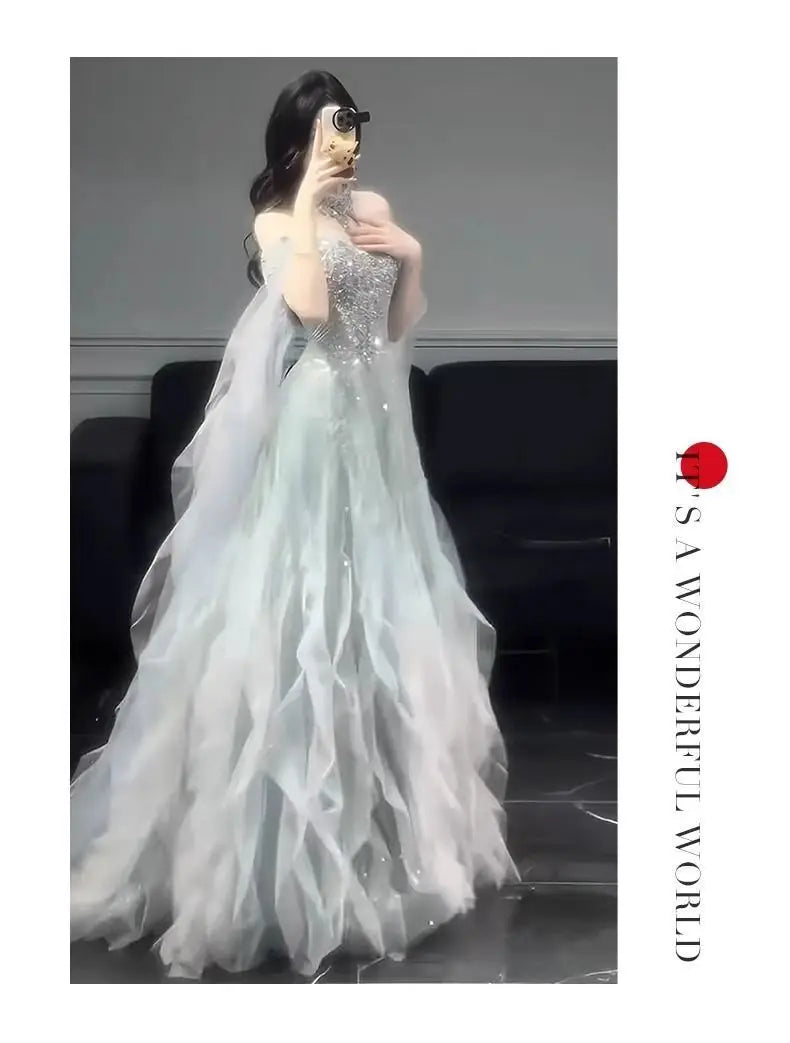 Evening Gown Dress For Women New High-end Light Luxury Niche Heavy Industry High-end Sense Elegant Temperament Host Dress