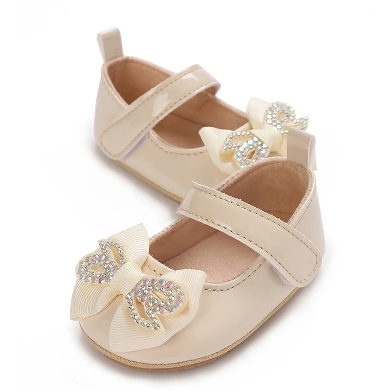 Spring and Autumn Bow Mary Jane Princess Shoes  Baby Girl Rubber Bottom Anti slip Sneaker