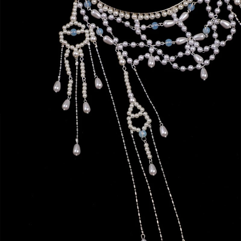 Handmade Imitation Pearls Bridal Hair Chain Elegant Wedding Headpiece Comfortable Headbands For Bride