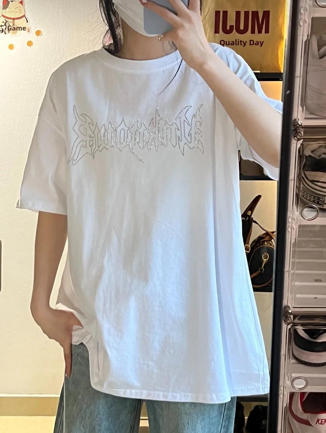Heavyweight Cotton ort Sve T-irt with Wing Design for Couples Summer Street Sle Loose Fit Faionable And Trendy