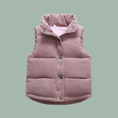 Kids Winter Vest Girls Boys Thicken Waistcoat Corduroy Outerwear Vest Children Cotton Jackets Vest For 2-10 Y Sleeveless Jacket