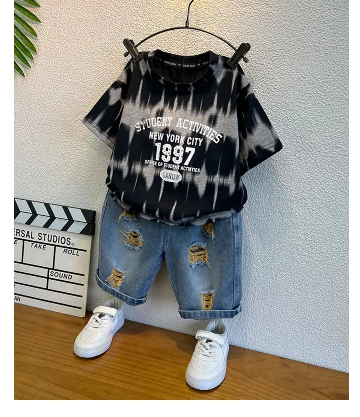 Children Clothing Korean Cotton Short Sleeve Print Shirt+Shorts Set for Toddler Boy Baby Summer Thin Casual Fashion Outfit