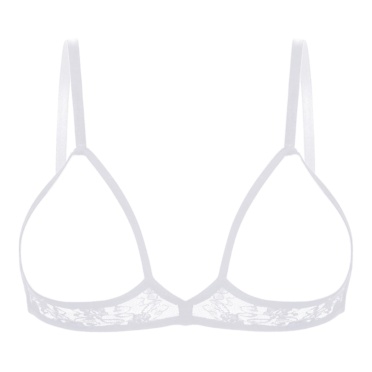 Women's Sexy Lingerie Bra Tops Sheer Floral Lace Hollow Out Wireless Bra Erotic Open Nipple Breast Unlined Bralette Underwear