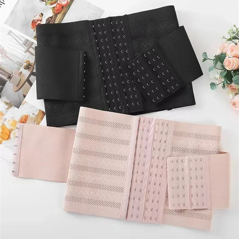 Shapewear Women Corset Belts Double Layer Waist Trainer Belly Shaper, 6-Row Hook Girdle Cincher, Tummy Shapewear Postpartum Flat