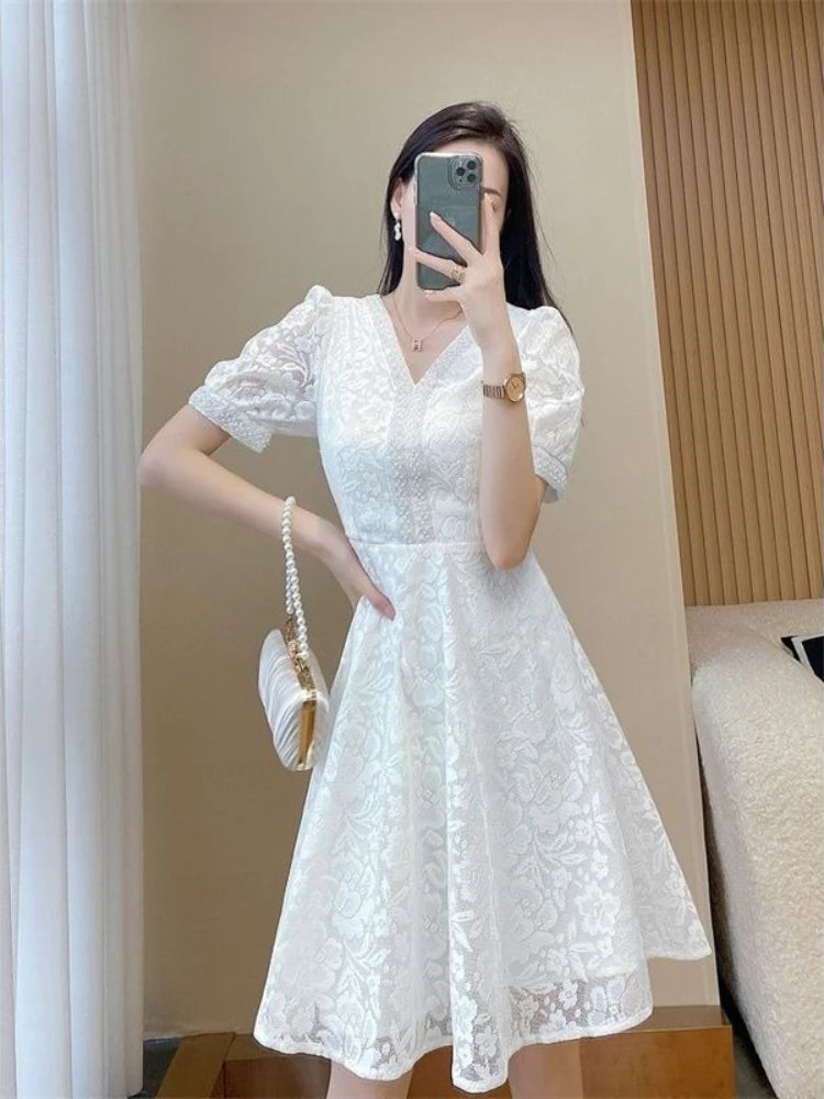 Women's Dress White Female Dresses Formal Occasion Midi Soft One-piece New in On Promotion Elegant Chic Fashion Summer 2025 Xxl