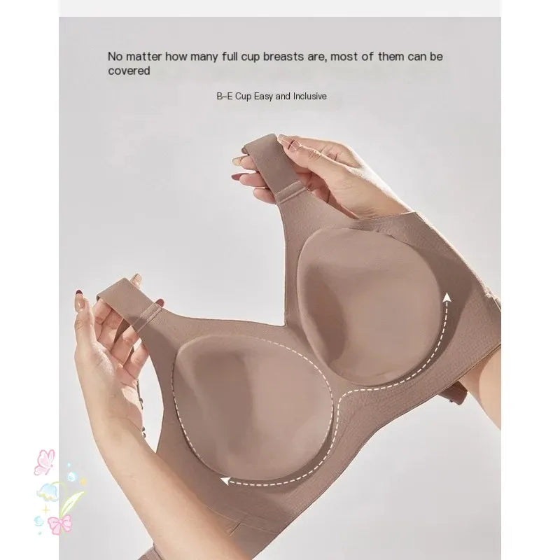 Women Widened Lifting Non Slip Shoulder Strap Bra Simple and Casual No Trace Beautiful Back Full Cup Size Adjustable Underwear