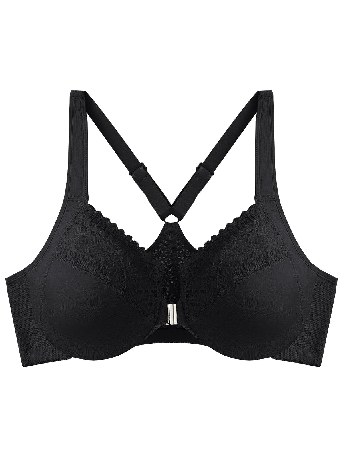 Front Closure Unlined Underwire Racerback Bra Full Coverage plus Size Comfortable Supportive Women's Bra 7850