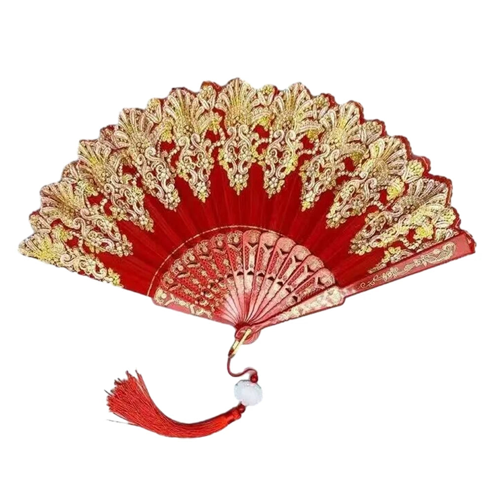 Wedding,Dance,Handheld,Folding Fan,Plastic Fan,Chinese Style,Art Craft