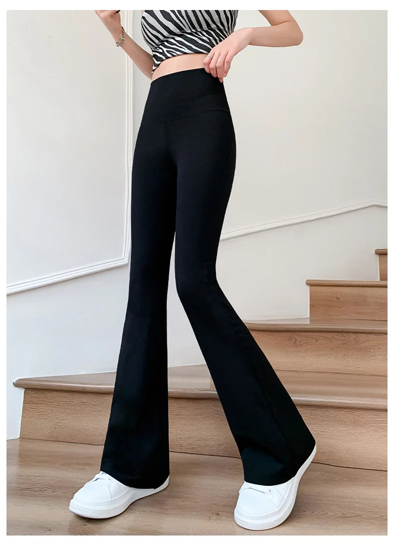 Women Flare Pants Slim High Waist Solid Sexy Shark Flare Pants Elastic Butt Lift Skinny Leggings Fashion Casual Streetwear