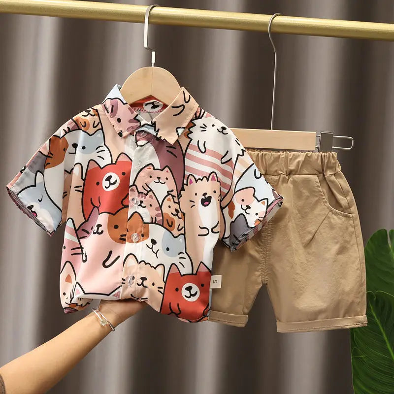 Summer Fashion Baby Boy Clothes Sets T-shirt  Toddler Casual Clothing Suits Children Kids Boys Outfits Suit
