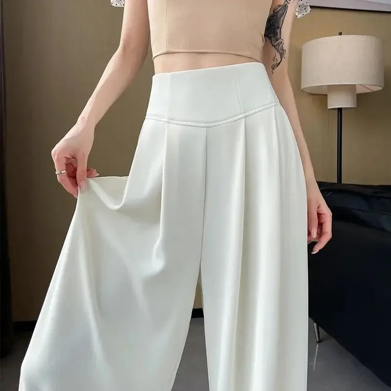 High Waist Wide Leg Straight Cut Casual Loose Long Pants Women's Suit Pants Spring Summer New Arrival Floor Length Trousers