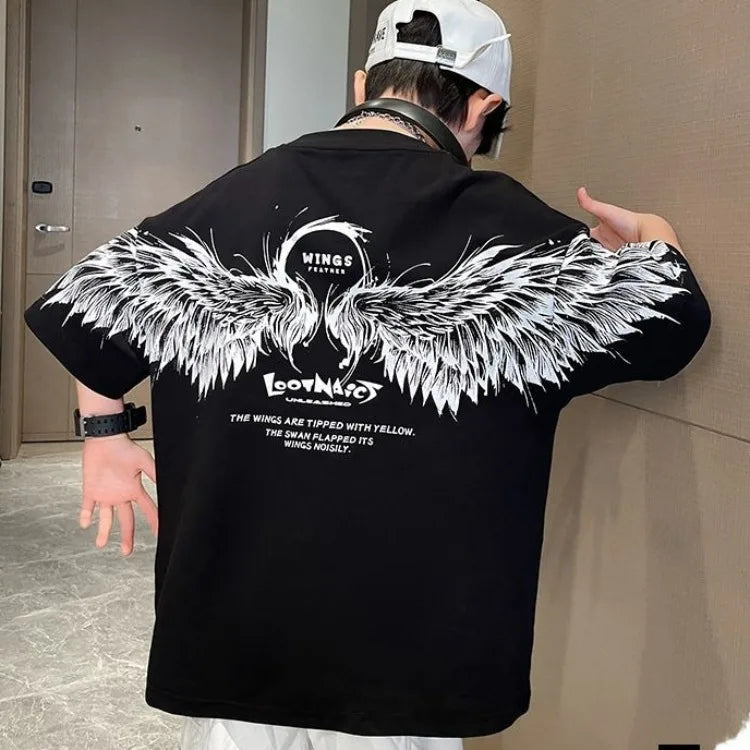 Summer Kids Wing T-Shirt Cotton Loose Stylish Boy's Shirt Big Kids Summerwear