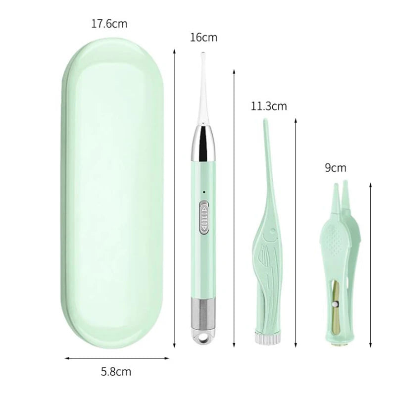 Baby Ear Cleaner Tweezer Soft Ear Picks LED Flash Light Ear Wax Curette Picker Ear Cleaning Tool Ear Wax Dig Removal Earpick Set