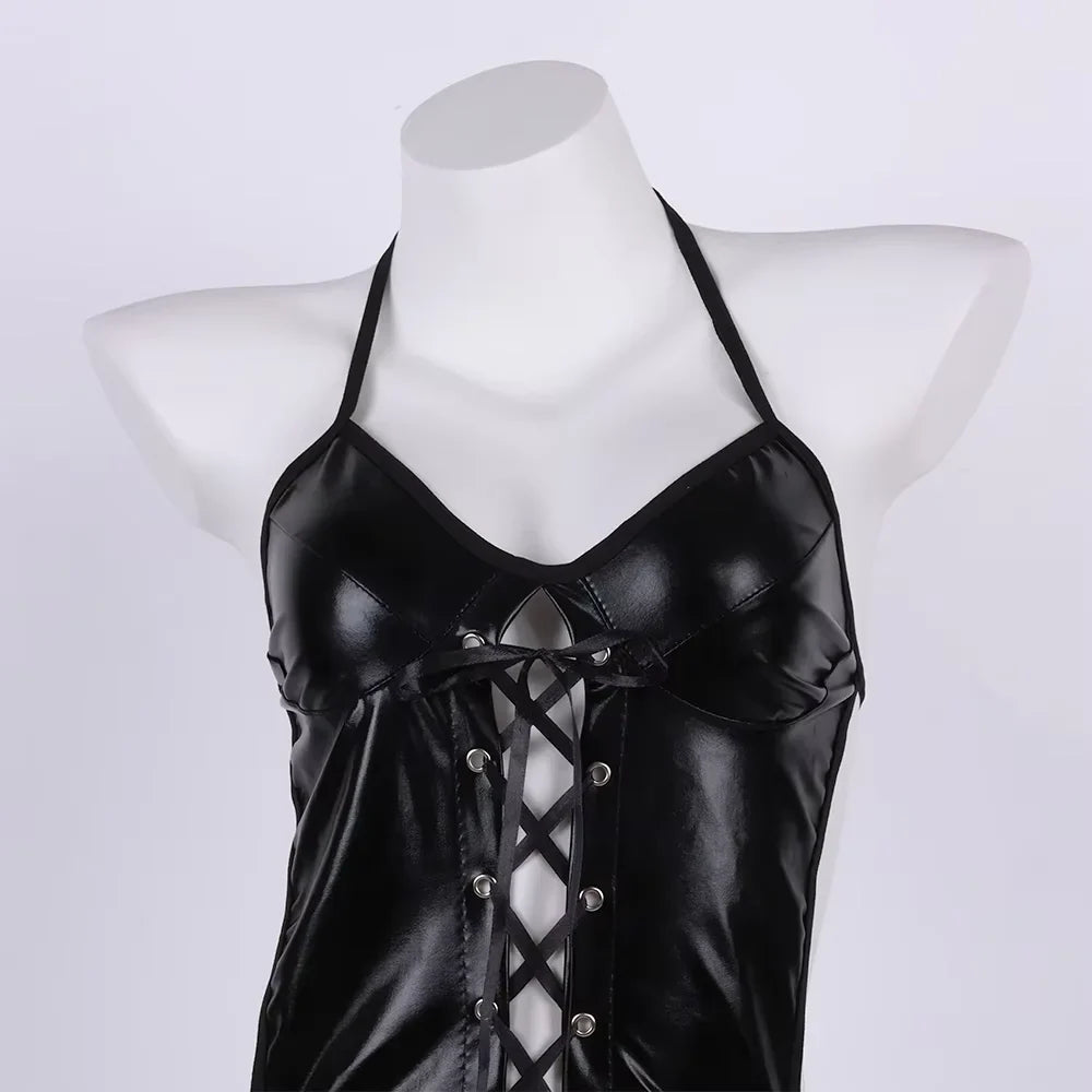 Erotic Lingerie Women Latex Leather Bodysuit Plus Size Bdsm Sexy Rompers Backless Bodycon Teddies Baby Doll Dress Porn Underwear
