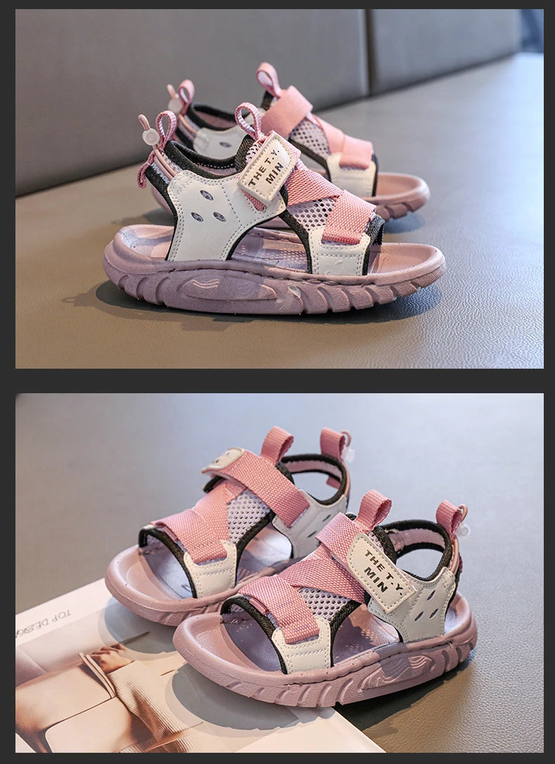 Summer Fashion New Girls Korean Style Casual Beach Shoes Child Outdoor Soft Sole Sandals