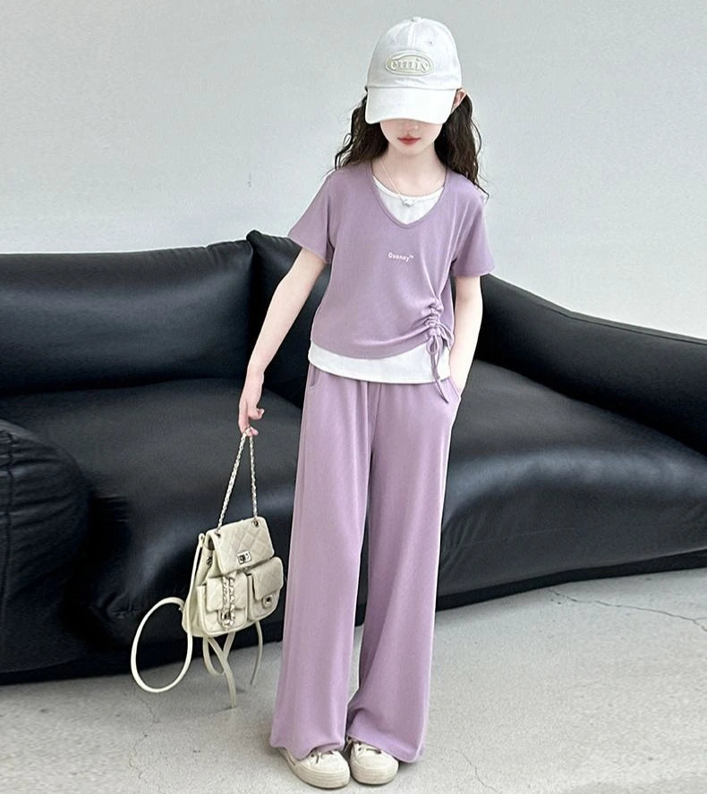 Child Summer Outfit Clothes for Teens Elementary Kids Girl Set Sweatshirt Korean Reviews Many Girls Student Suit 11