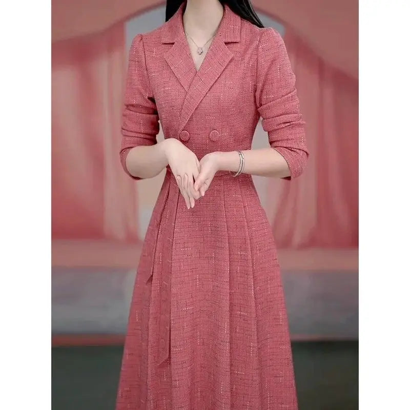 Western-style Women's Dress  Spring Autumn Female Fashion New Temperament Long-sleeved Dresses Korean Shrinking Slim Dress.