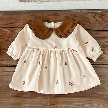 2024 New Autumn Kids Princess Dresses Long Sleeved Knitted Splicing Baby Girl Knitting Party Dress Children Knitting Clothes