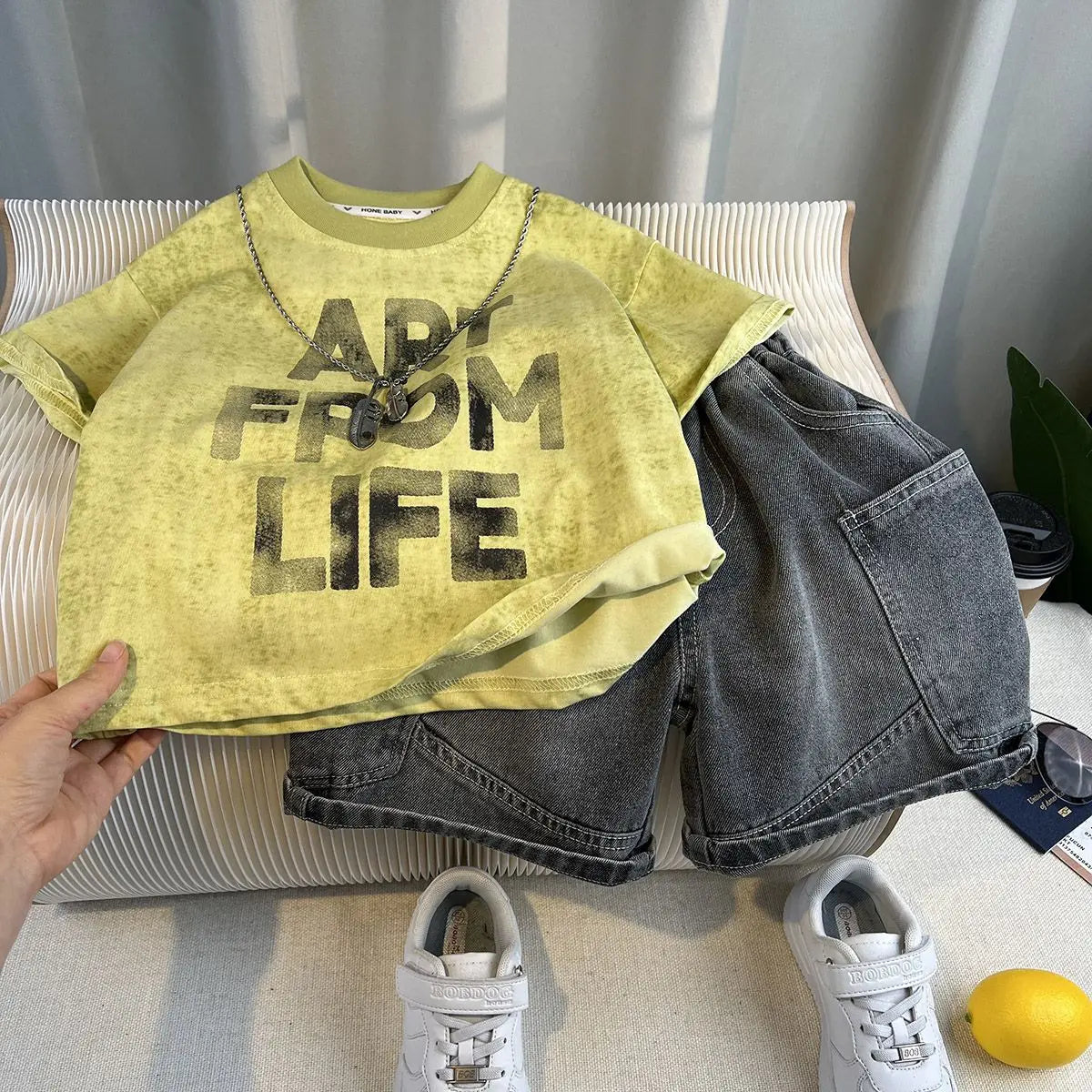 Hot Sale Fashion Baby Boy Suit Summer Clothes Short Sleeve T-shirt Short Jeans 2 Piece Set Kids Outfit  Children's Costume