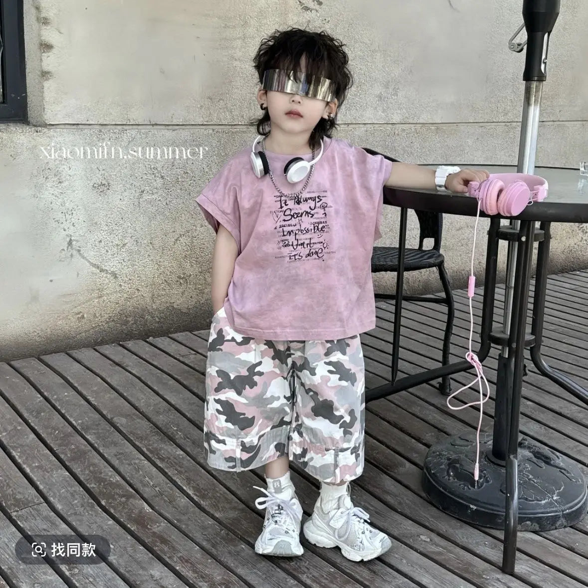 Summer Boys Loose Sleeveless Printed T-Shirt Tops + Hole Shorts  Set Child Outfit Handsome Kids Clothes Boys 2-10Y Vest Suit