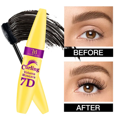 Black Waterproof 7D Mascara Thick Smudge-proof Encrypted Lengthening Curling Eye Lashes Styling Makeup Tools Female Eye Cosmetic